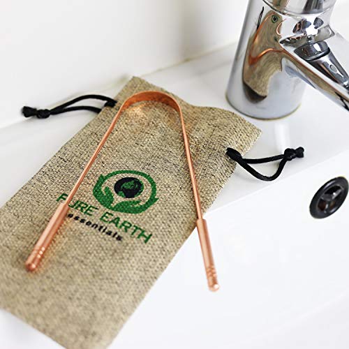 100% Pure Copper Tongue Scraper for Adults - Natural Tongue Cleaner with Firm...