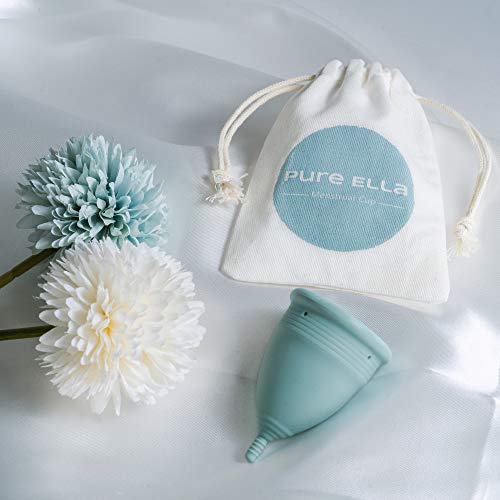 Pure Ella Menstrual Cup - Reusable Soft Silicone Period Cup - Wear for 12 Hou...