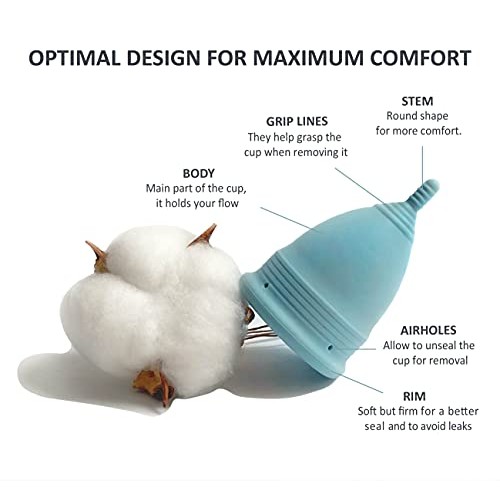 Pure Ella Menstrual Cup - Reusable Soft Silicone Period Cup - Wear for 12 Hou...