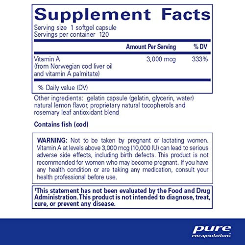 Pure Encapsulations Vitamin A 10,000 IU from Cod Liver Oil | Supports Immune ...
