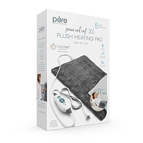 Pure Enrichment® PureRelief™ XL (12" x 24") Electric Heating Pad for Back Pai...