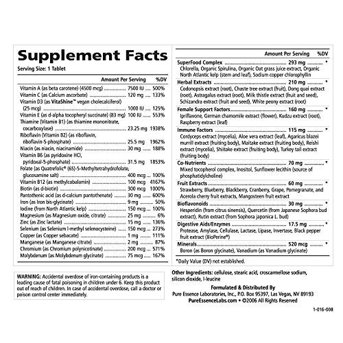 One N Only Multivitamin for Women by Pure Essence - Natural One a Day Herbal ...