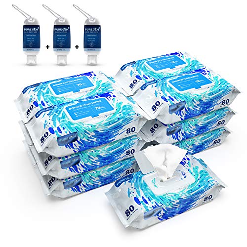13 Packs of 80 Wipes (1040 Wipes) Premium 75% Alcohol Antibacterial Hand Sani...
