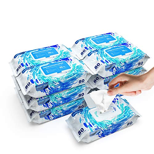13 Packs of 80 Wipes (1040 Wipes) Premium 75% Alcohol Antibacterial Hand Sani...