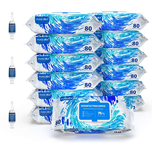 13 Packs of 80 Wipes (1040 Wipes) Premium 75% Alcohol Antibacterial Hand Sani...