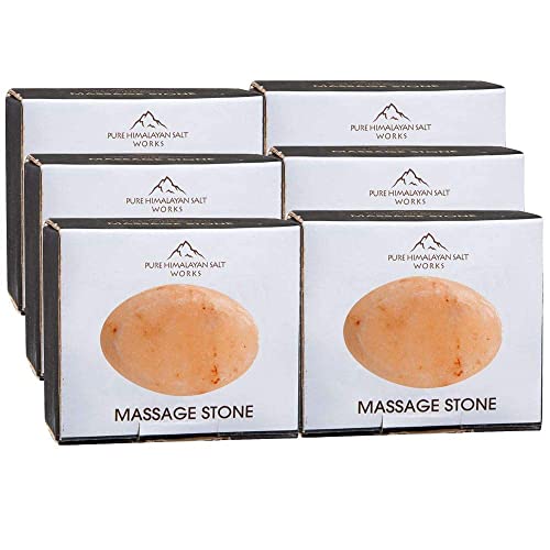 Pure Himalayan Salt Works Flat Oval Massage Stone, Pink Crystal Hand Carved S...
