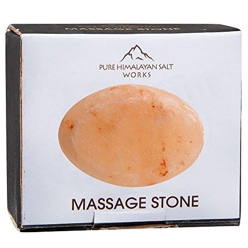 Pure Himalayan Salt Works Flat Oval Massage Stone, Pink Crystal Hand Carved S...