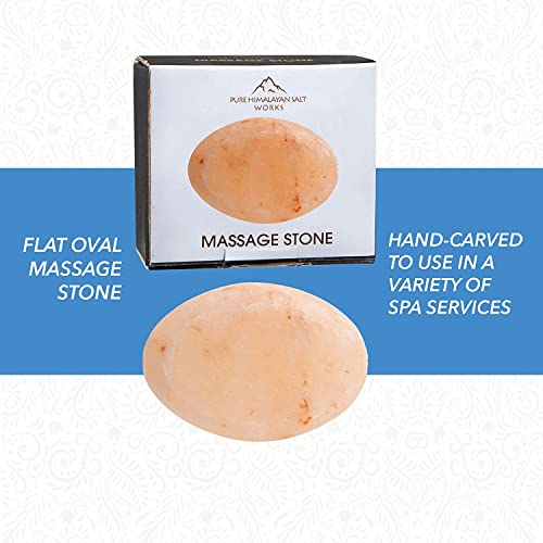 Pure Himalayan Salt Works Flat Oval Massage Stone, Pink Crystal Hand Carved S...