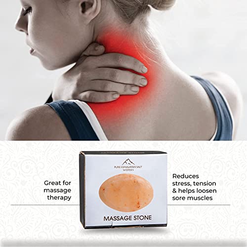 Pure Himalayan Salt Works Flat Oval Massage Stone, Pink Crystal Hand Carved S...