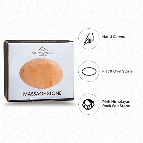 Pure Himalayan Salt Works Flat Oval Massage Stone, Pink Crystal Hand Carved S...