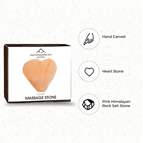 Pure Himalayan Salt Works Heart Massage Stone, Pink Crystal Hand-Carved Stone...
