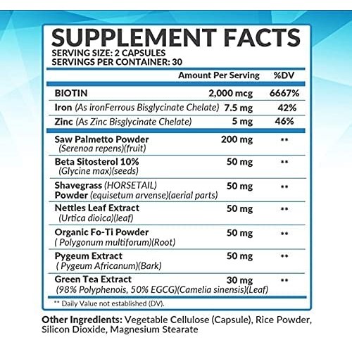 DHT Blocker Hair Growth Support Supplement - Supports Healthy Hair Growth, He...