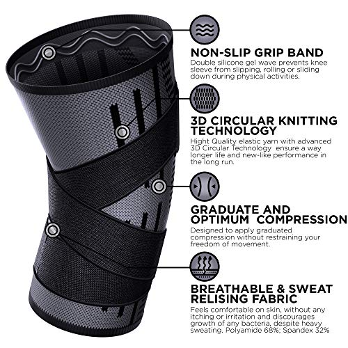 Pure Support Knee Brace, Compression Sleeve for Running, Arthritis Pain, Sports