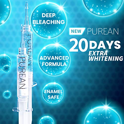 Purean Teeth Whitening Kit with LED Light – 2 Syringes of 5ml Professional 35...