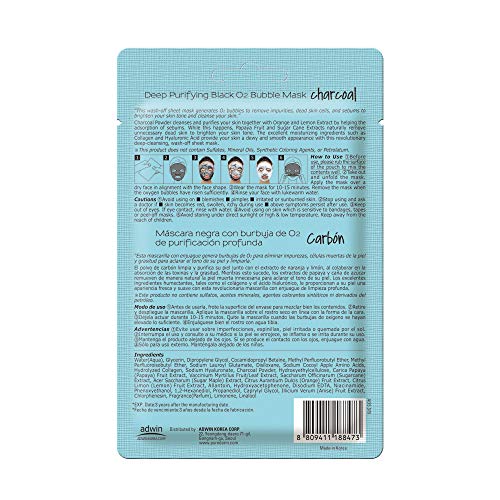 Purederm Deep Purifying Black O2 Bubble Mask (10 Sheets) (Charcoal)