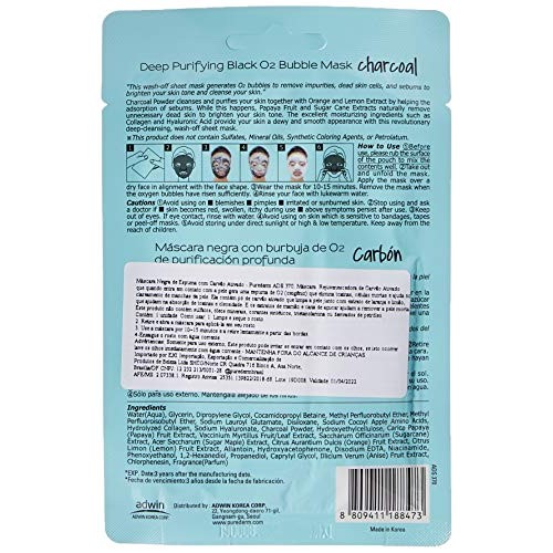 Purederm Deep Purifying Black O2 Bubble Mask (10 Sheets) (Charcoal)