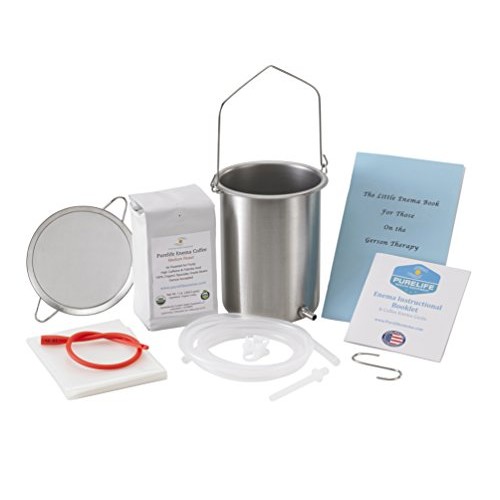 PureLife Coffee Enema Kit- Made in USA - "All You Need Kit - 2 Qt USA Stainle...