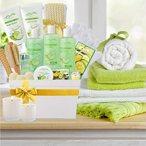 Spa Gift Baskets And Beauty Gift Basket - Melon Cucumber Spa Kit Bed and Bath...