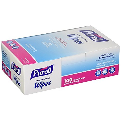 Purell 9022-10 Sanitizing Hand Wipes, Individually Wrapped (Pack of 100) (2 B...