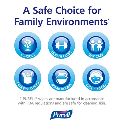 PURELL 911112EA Premoistened Hand Sanitizing Wipes, Cloth, 5 3/4-Inch x 7-Inc...