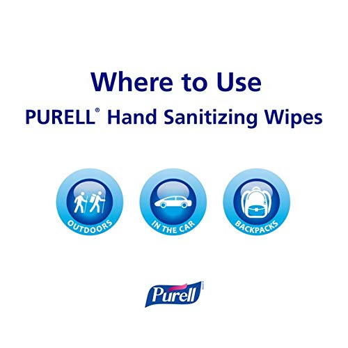 PURELL 911112EA Premoistened Hand Sanitizing Wipes, Cloth, 5 3/4-Inch x 7-Inc...