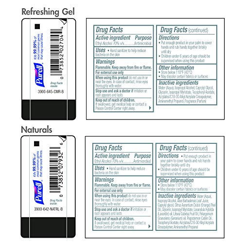PURELL Advanced Hand Sanitizer Variety Pack, Naturals and Refreshing Gel, 1 F...