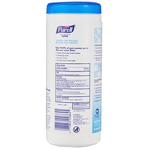 PURELL, GOJ911112EA, Textured Sanitizing Wipes, 100 / Each, White