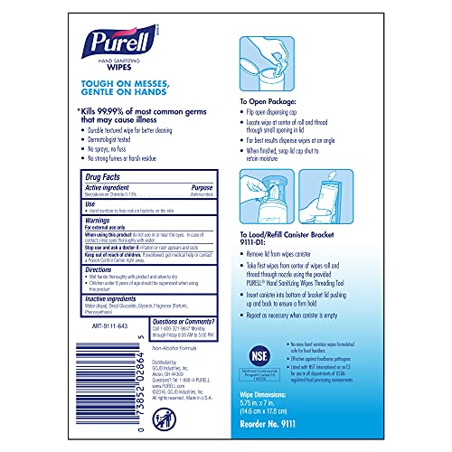 Purell Hand Sanitizing Wipes Non-Alcohol Formula, Fresh Citrus Scent, 100 Cou...