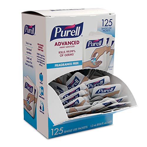 PURELL SINGLES Advanced Hand Sanitizer Gel, Fragrance Free, 125 Count Single-...