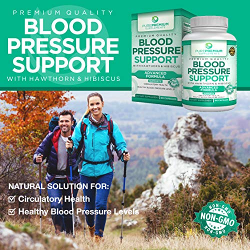 Premium Blood Pressure Support Supplement by PurePremium with Hawthorn & Hibi...
