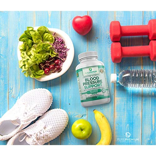 Premium Blood Pressure Support Supplement by PurePremium with Hawthorn & Hibi...