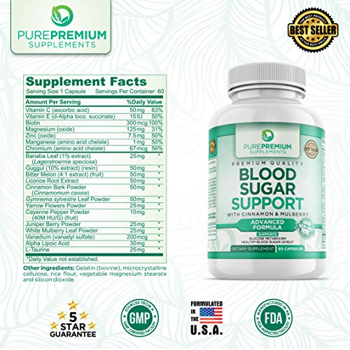 Premium Blood Sugar Support Supplement by PurePremium (Non-GMO) Support Gluco...