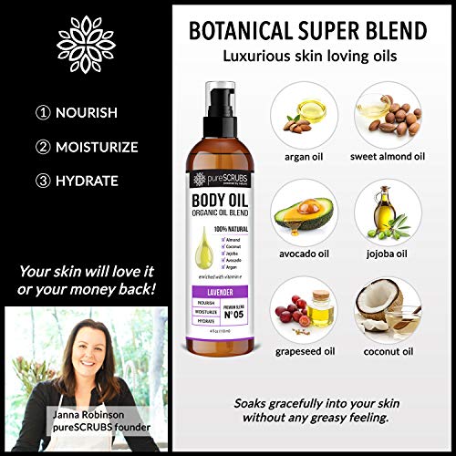 pureSCRUBS Ultra Moisturizing LAVENDER BODY OIL Spray For Dry Skin, Massage, ...