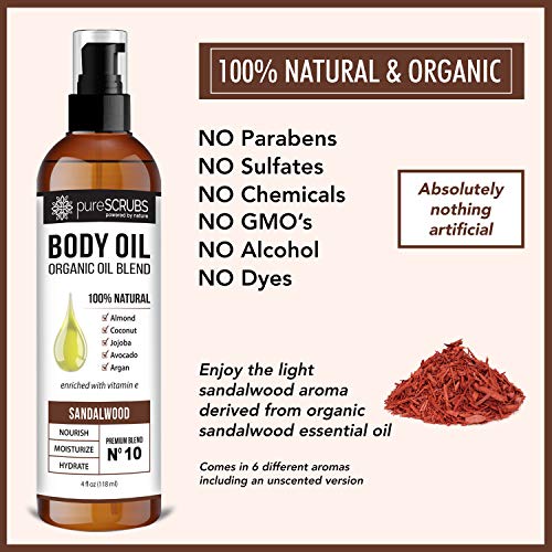 pureSCRUBS Ultra Moisturizing SANDALWOOD BODY OIL Spray For Dry Skin, Massage...