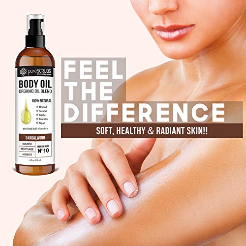 pureSCRUBS Ultra Moisturizing SANDALWOOD BODY OIL Spray For Dry Skin, Massage...