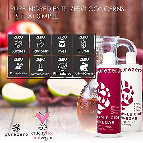 Purezero Apple Cider Vinegar Shampoo & Conditioner Set - Detox Scalp & Hair -...