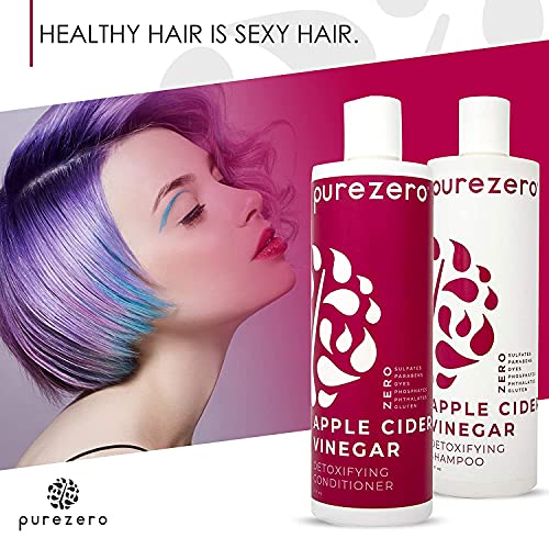 Purezero Apple Cider Vinegar Shampoo & Conditioner Set - Detox Scalp & Hair -...