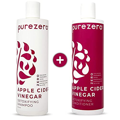 Purezero Apple Cider Vinegar Shampoo & Conditioner Set - Detox Scalp & Hair -...