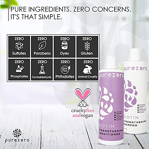 Purezero Biotin Shampoo & Conditioner set - Anti Thinning Formula - Volumizin...