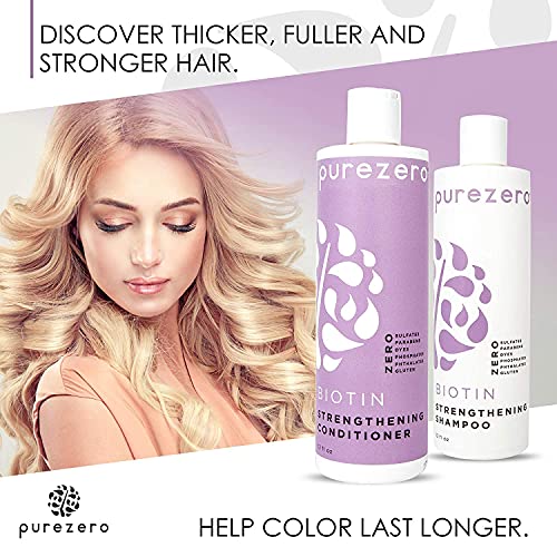 Purezero Biotin Shampoo & Conditioner set - Anti Thinning Formula - Volumizin...