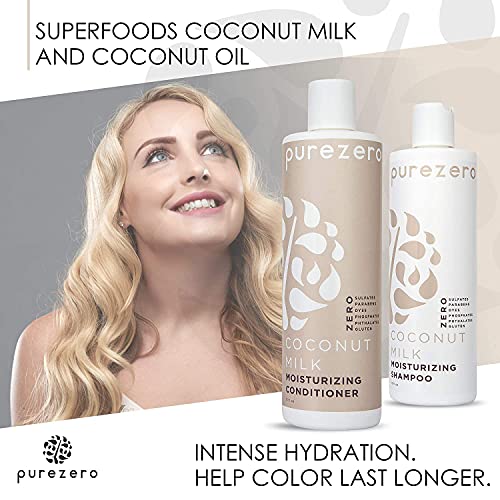 Purezero Coconut Milk Shampoo & Conditioner set - Intense Hydration & Increas...