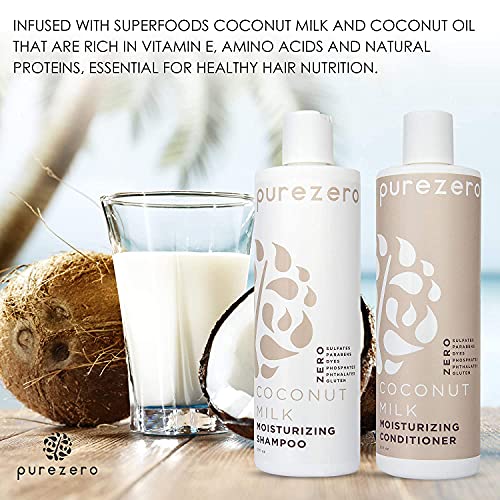 Purezero Coconut Milk Shampoo & Conditioner set - Intense Hydration & Increas...