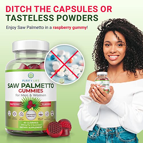 Saw Palmetto Extract Gummies for Hair Loss (300mg) Saw Palmetto Prostate Supp...