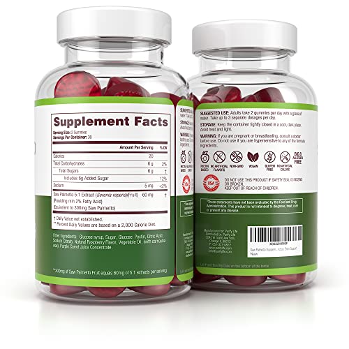 Saw Palmetto Extract Gummies for Hair Loss (300mg) Saw Palmetto Prostate Supp...