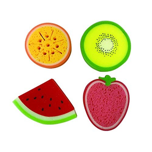 purifyou Premium Kids Fruit Bath Sponges - Set of 4 Fruit Sponges, Bath Scrub...