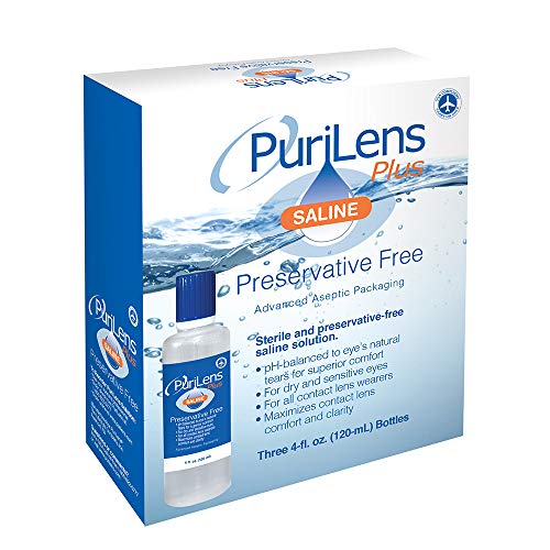 PuriLens Plus Preservative Free Saline Three 4 Fl Oz(120-mL) Bottles