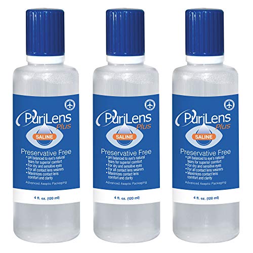 PuriLens Plus Preservative Free Saline Three 4 Fl Oz(120-mL) Bottles