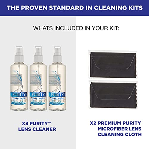 Purity Eyeglass Lens Cleaner Kit - 3 x 8oz Lens Cleaner Spray Bottle + 2 Micr...