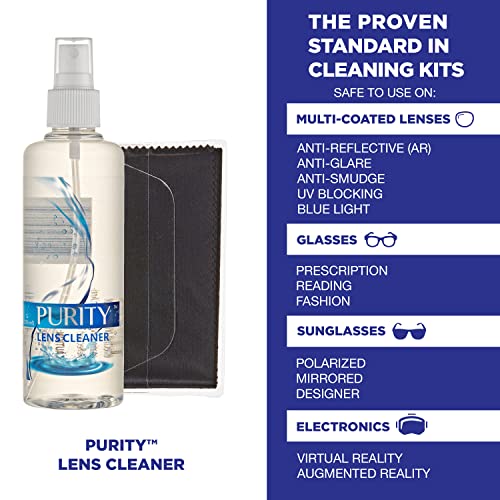 Purity Eyeglass Lens Cleaner Kit - 3 x 8oz Lens Cleaner Spray Bottle + 2 Micr...
