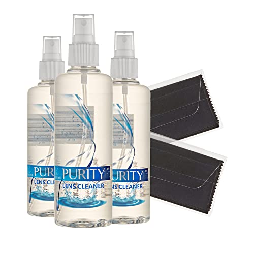 Purity Eyeglass Lens Cleaner Kit - 3 x 8oz Lens Cleaner Spray Bottle + 2 Micr...